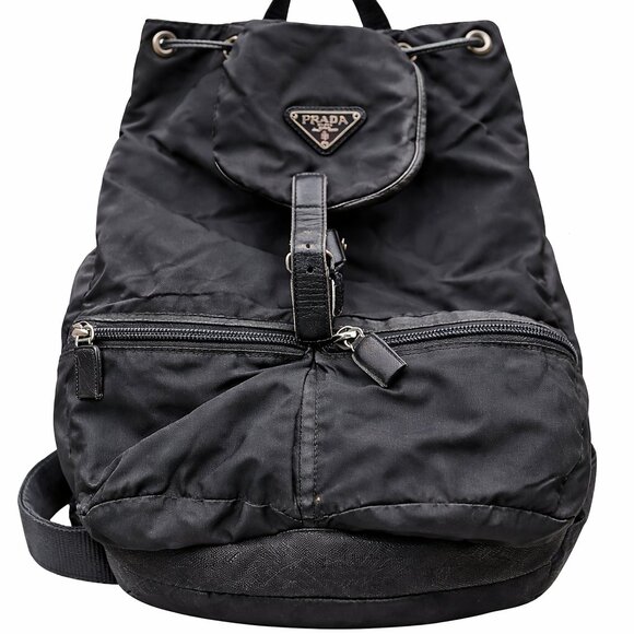 Vintage Prada Tessuto Nylon Vela Backpack Black Double Pocket Logo Plaque main image 7